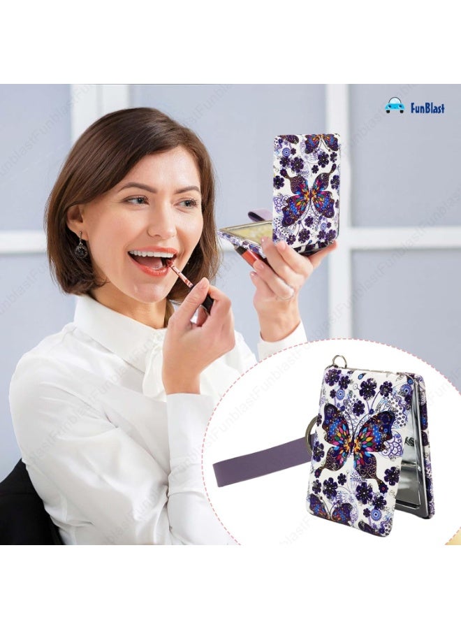 مرآة مكياج مستطيلة صغيرة محمولة – مرآة قابلة للطي عالية الجودة ذات وجهين مع تكبير 1×/2×، بلمسة نهائية أنيقة من جلد البولي يوريثان، مثالية للحقيبة، الجيب، حقيبة اليد، للرجال والنساء - Image 4